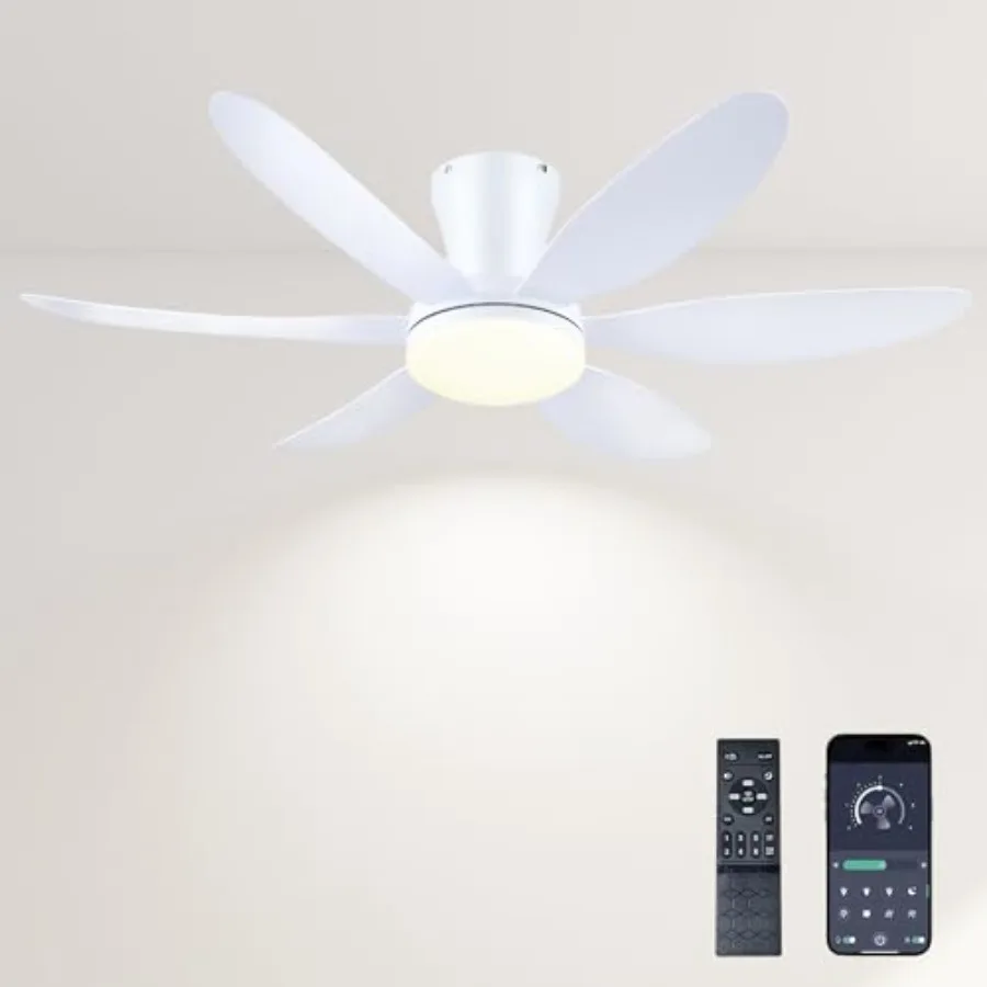 Ceiling Fans with Lights, 42" Low Profile Ceiling Fan with Light and Remote Control, Flush Mount, Reversible, Dimmable, Noisele
Ceiling Fans with Lights, 42" Low Profile Ceiling Fan with Light and Remote Control, Flush Mount, Reversible, Dimmable, Noisele