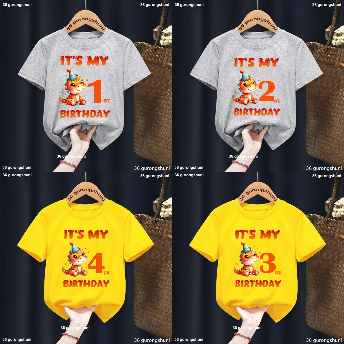 Kawii Little Dinosaur Number 1-9 T-Shirt Theme Dino Tshirt Custom Name Girls Boy Gift Tshirt Baby Kids Clothes Gray Yellow Top
Kawii Little Dinosaur Number 1-9 T-Shirt Theme Dino Tshirt Custom Name Girls Boy Gift Tshirt Baby Kids Clothes Gray Yellow Top