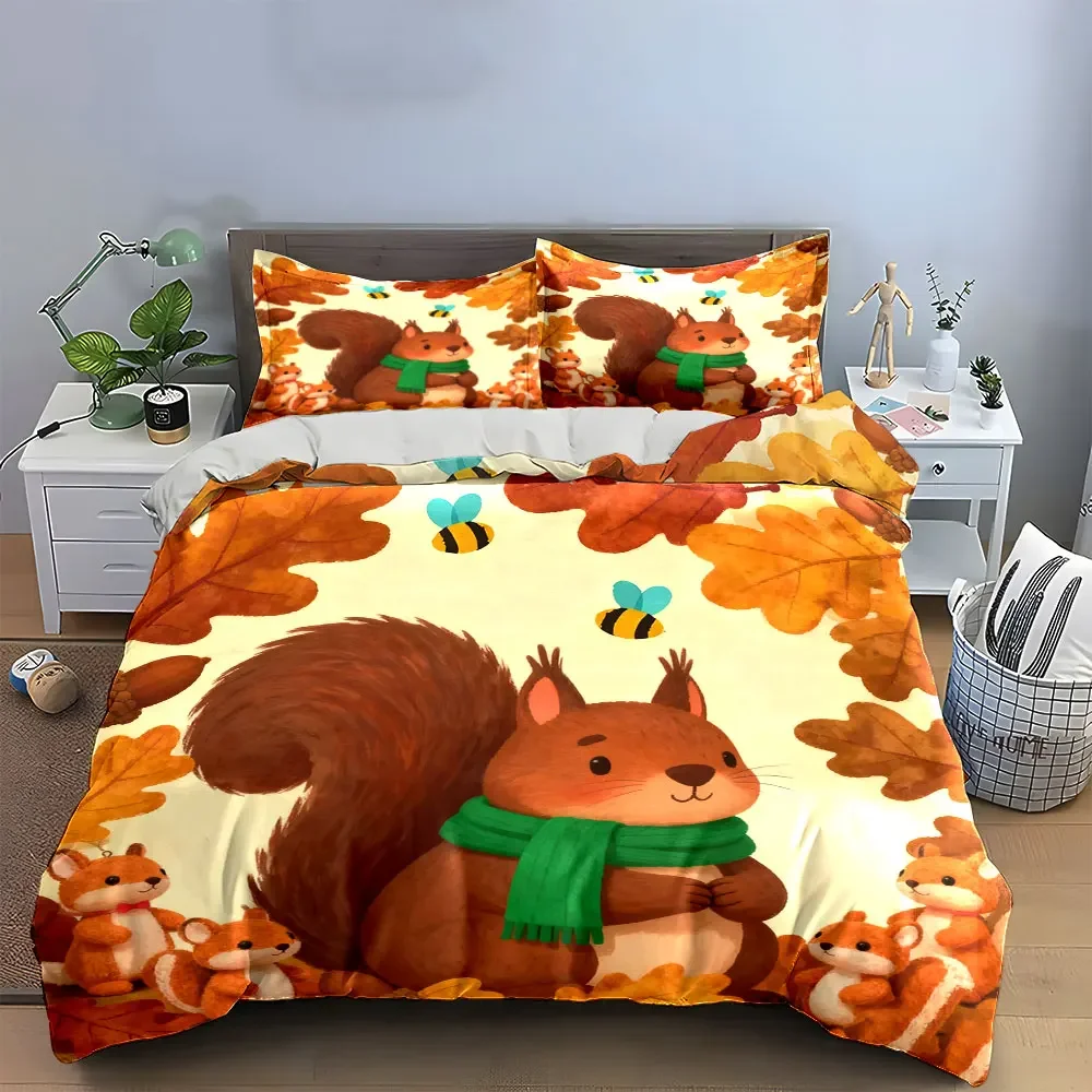 Autumn Squirrel Decoration Set Soft Comfortable Duvet Cover Bedding Set Included 1*Duvet Cover & 2*Pillowcases, gift
Autumn Squirrel Decoration Set Soft Comfortable Duvet Cover Bedding Set Included 1*Duvet Cover & 2*Pillowcases, gift