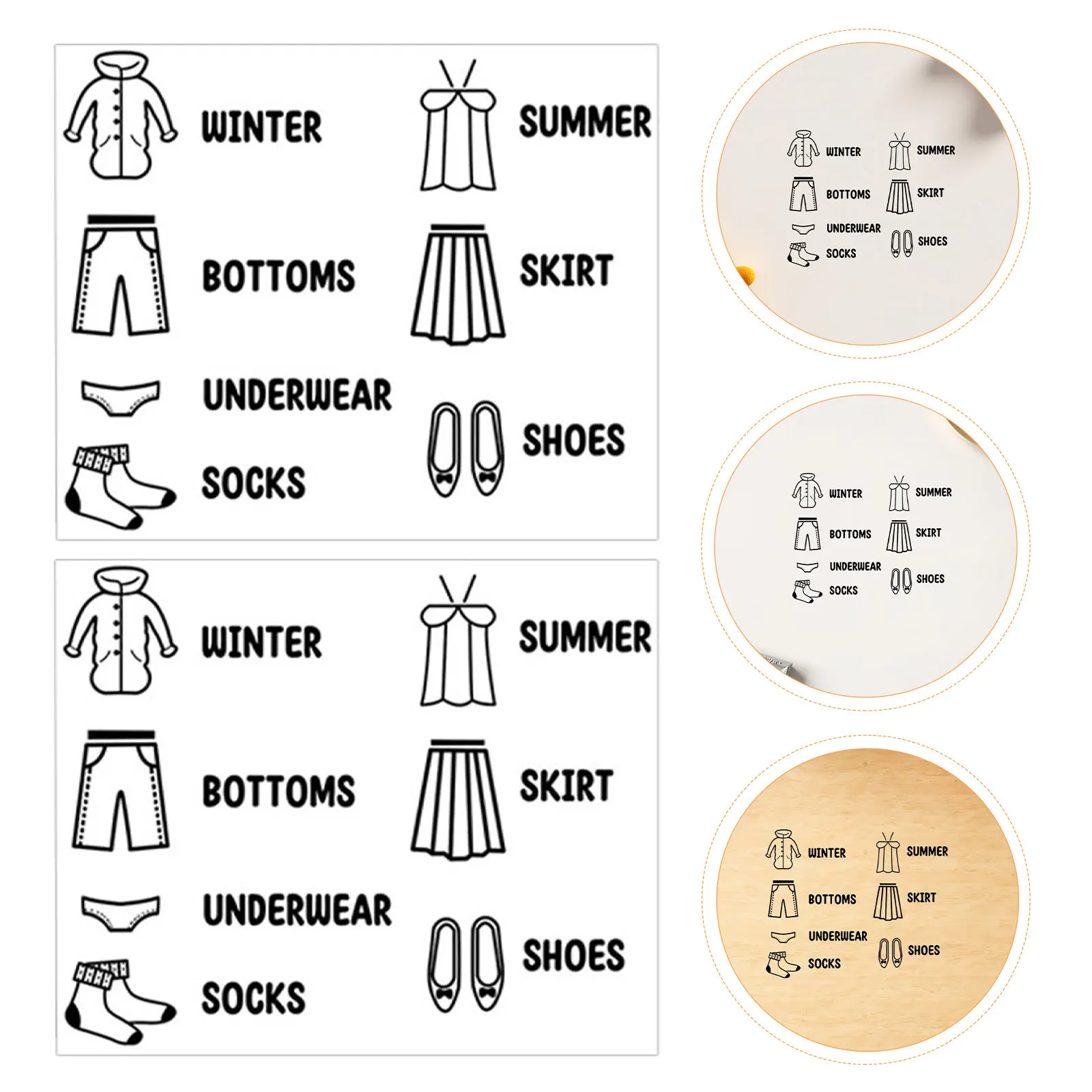 5Pcs Wardrobe Label Sticker Creative Kids Clothing Classification Stickers Removable Closet Dresser Drawer Organizing Labels
5Pcs Wardrobe Label Sticker Creative Kids Clothing Classification Stickers Removable Closet Dresser Drawer Organizing Labels