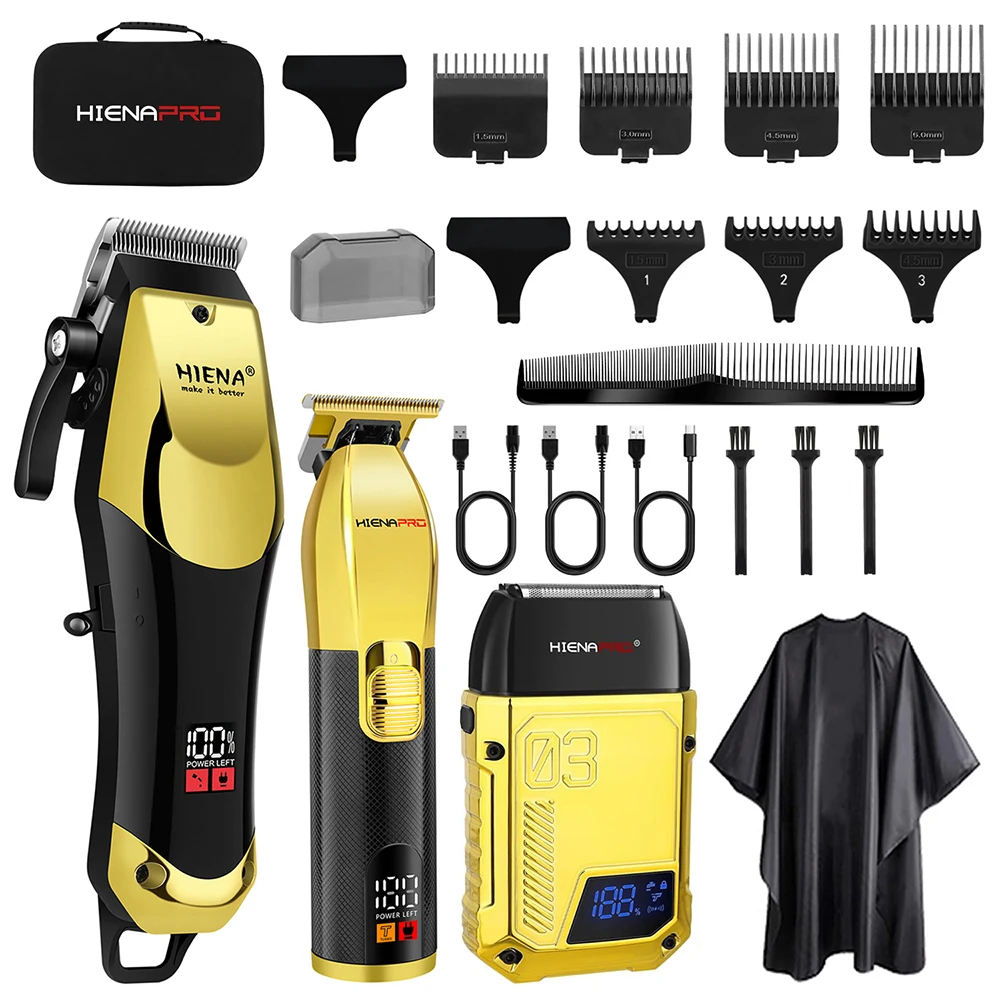 HIENA PRO Аккумуляторный набор для ухода за волосами 3-в-1 — машинка для стрижки волос, триммер, бритва для фольги, 7-граничные расчески, цифровой дисплей для домашнего и салонного использования
HIENA PRO Аккумуляторный набор для ухода за волосами 3-в-1 — машинка для стрижки волос, триммер, бритва для фольги, 7-граничные расчески, цифровой дисплей для домашнего и салонного использования