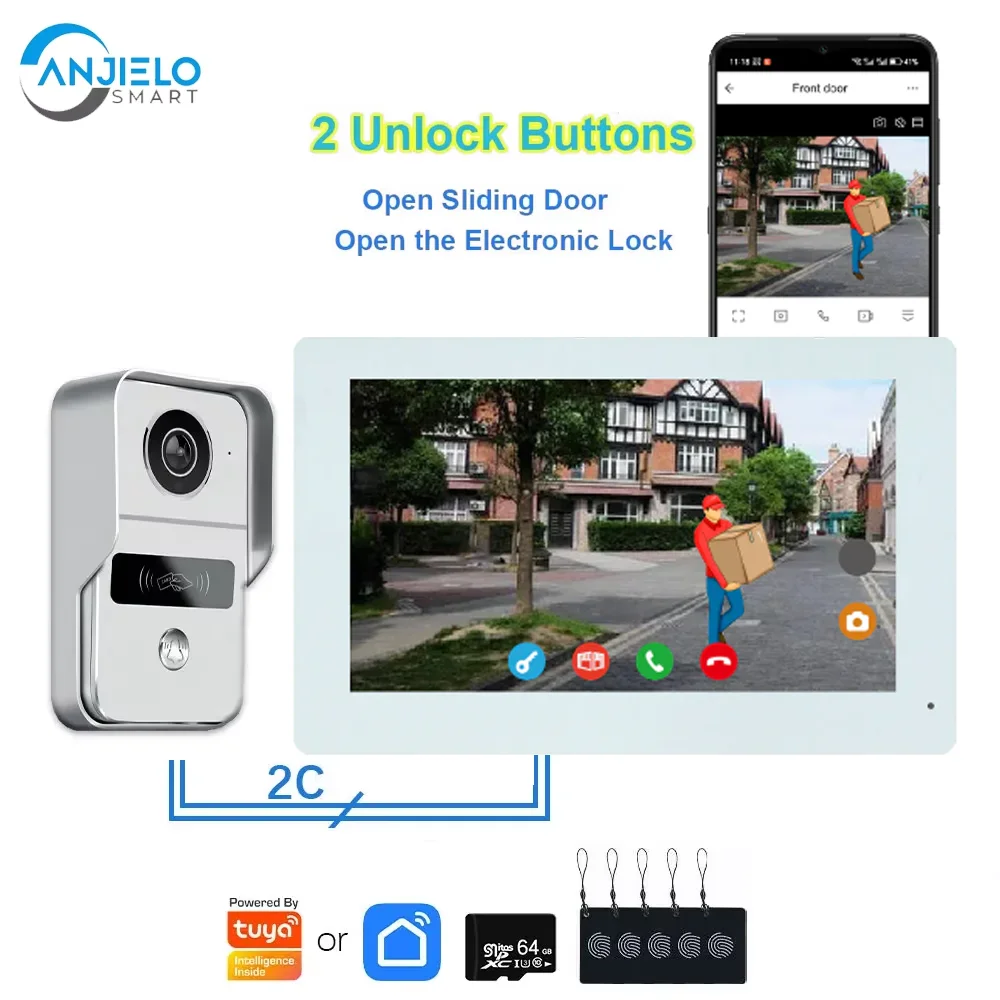 ANJIELO Tuya 7&10 inch Touch Color Monitor Fingerprint Unlock Door and Garage Door with Camera Video Intercom Doorbell for Home
ANJIELO Tuya 7&10 inch Touch Color Monitor Fingerprint Unlock Door and Garage Door with Camera Video Intercom Doorbell for Home