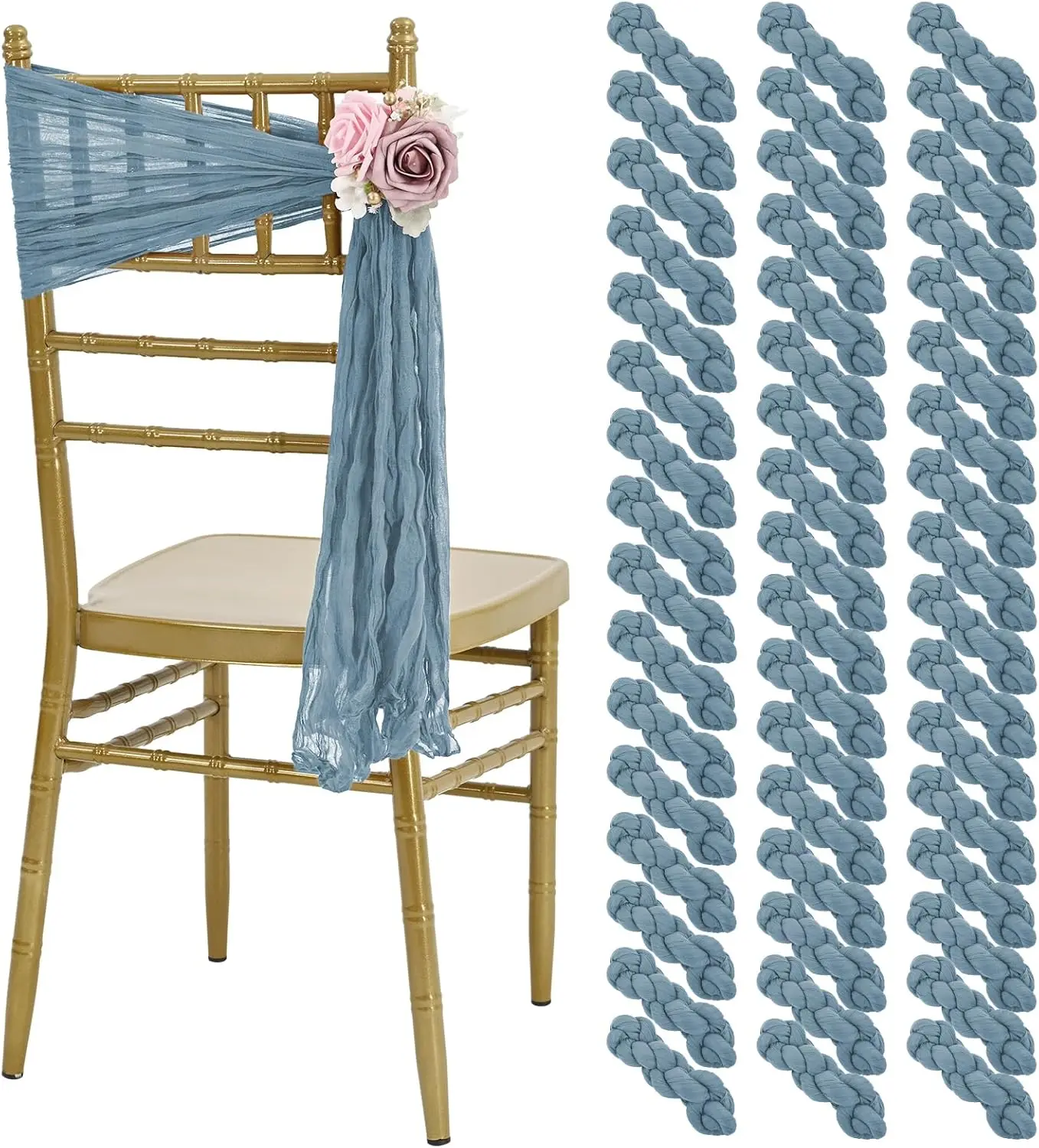 50 Pcs Cheesecloth Chair Sashes, Bows Designed Chair Sashes, 15.7X70 H Chair Sashes For Aisle Decorations Universal Chair Cover
50 Pcs Cheesecloth Chair Sashes, Bows Designed Chair Sashes, 15.7X70 H Chair Sashes For Aisle Decorations Universal Chair Cover