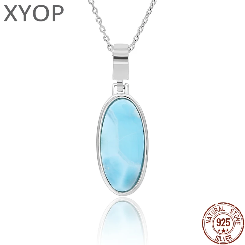 XYOP 925 Sterling Silver Natural Larimar Oval Pendant Necklace Beautiful Precious Stone womens Jewelny For Gift
XYOP 925 Sterling Silver Natural Larimar Oval Pendant Necklace Beautiful Precious Stone womens Jewelny For Gift