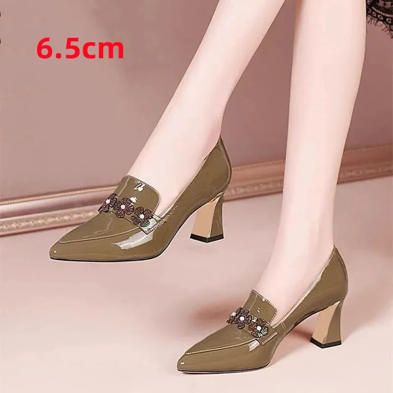 Women Classic Pointed Toe Black Real Leather Slip on Square Heel Shoes Lady Casual Sweet Black & Brown High Heel Pumps E430
Women Classic Pointed Toe Black Real Leather Slip on Square Heel Shoes Lady Casual Sweet Black & Brown High Heel Pumps E430