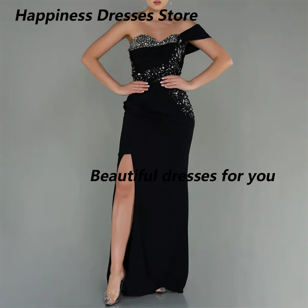 Unique Evening Dress Customized One Shoulder Elastic Satin Prom Dresses with Crystal Beading/High Split Party Dress
Unique Evening Dress Customized One Shoulder Elastic Satin Prom Dresses with Crystal Beading/High Split Party Dress