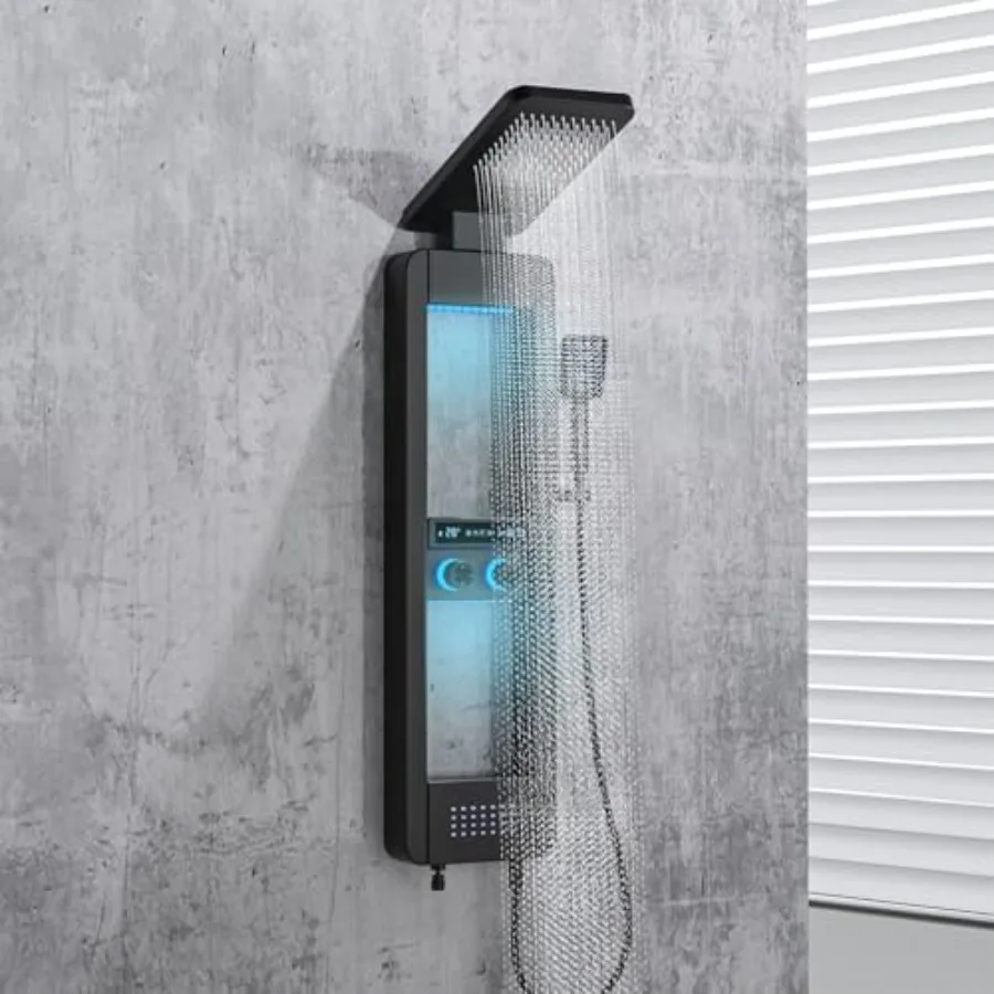 LED Shower Panel Tower System with Shelf Rainfall Shower Head and Rain Massage System with Body Jets Stainless Steel Bathroom F
LED Shower Panel Tower System with Shelf Rainfall Shower Head and Rain Massage System with Body Jets Stainless Steel Bathroom F
