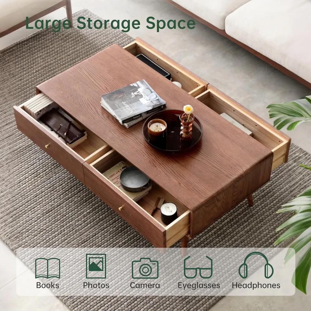 47.24" Solid Wood Coffee Table with Large Storage for Living Room, Oak Coffee Table with 4 Drawers, Mid-Century, Customized
47.24" Solid Wood Coffee Table with Large Storage for Living Room, Oak Coffee Table with 4 Drawers, Mid-Century, Customized