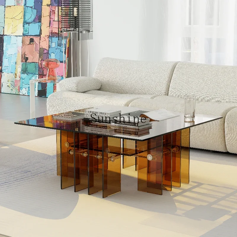 Glass coffee table living room household square art design simple modern small apartment
Glass coffee table living room household square art design simple modern small apartment