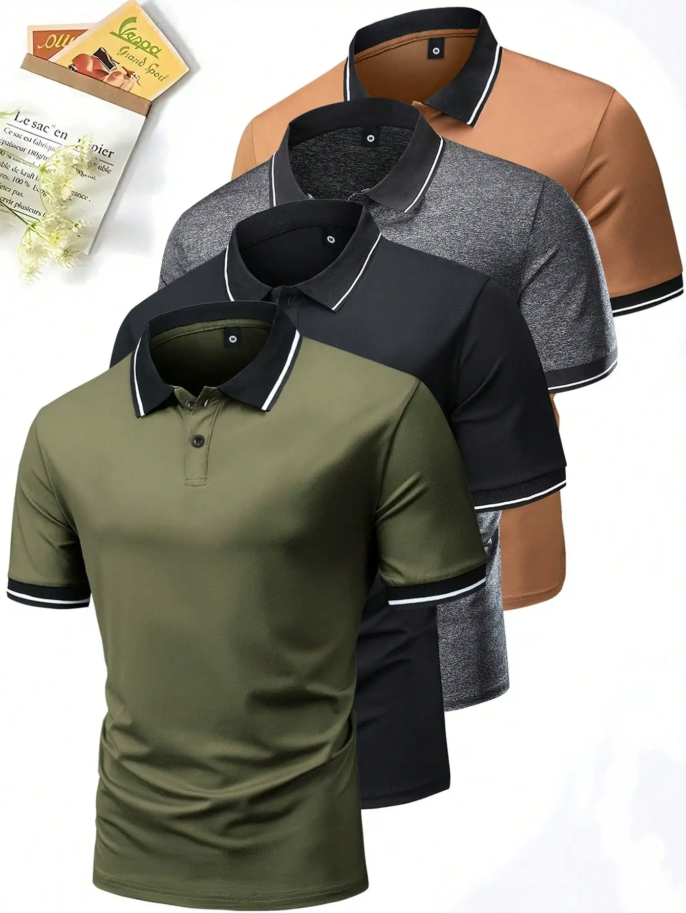 4-Pack Men's Short Sleeve Polo Shirts, Classic Collar, Lightweight & Color Block Design for Summer Casual Wear
4-Pack Men's Short Sleeve Polo Shirts, Classic Collar, Lightweight & Color Block Design for Summer Casual Wear