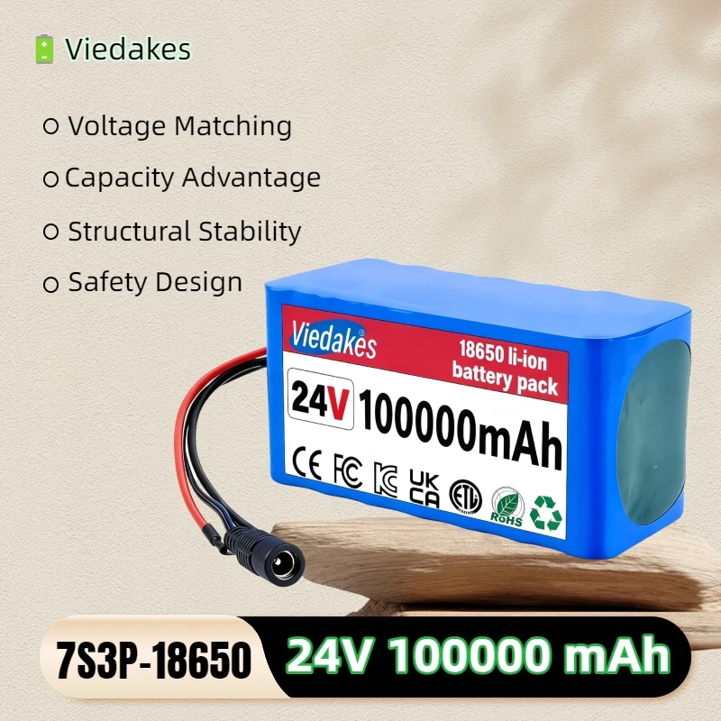 24V 100000mAh 7S3P Battery Pack, 60AH/80AH/100AH 18650 Lithium ion 24V Battery, Electric wheelchair toy car battery
24V 100000mAh 7S3P Battery Pack, 60AH/80AH/100AH 18650 Lithium ion 24V Battery, Electric wheelchair toy car battery