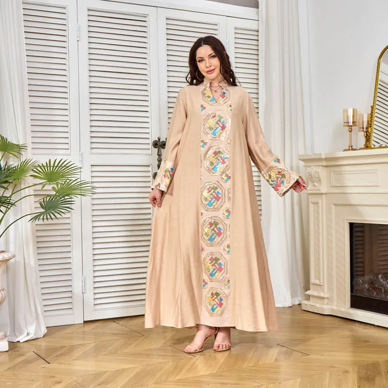 Middle East Muslim New Fashion Women's Casual Trendy Sequined Elegant Simple Long Sleeve Ankle Length Abaya Female Dubai Clothes
Middle East Muslim New Fashion Women's Casual Trendy Sequined Elegant Simple Long Sleeve Ankle Length Abaya Female Dubai Clothes