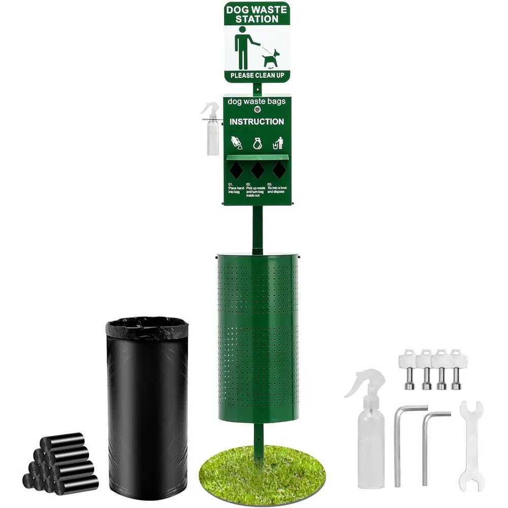 Dog Waste Station with Hand Wash Bottle, 11.5 Gallons Pet Waste Bin with 50 Can Liners, Bag Dispenser & 600 Waste Bags, Outdoor
Dog Waste Station with Hand Wash Bottle, 11.5 Gallons Pet Waste Bin with 50 Can Liners, Bag Dispenser & 600 Waste Bags, Outdoor