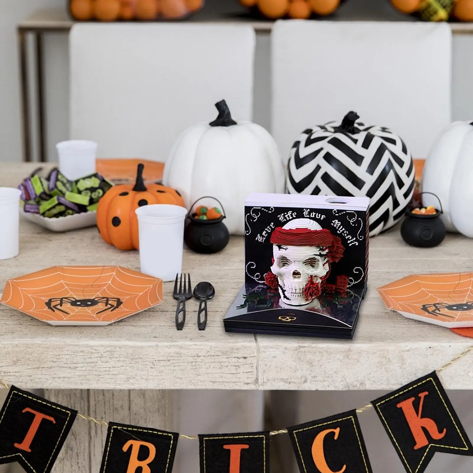 Time Piece Calendar 2026 3D Paper Carving Art Notepad Tear-away Halloween Skull Calendar Halloween Tabletop Ornament For Marked
Time Piece Calendar 2026 3D Paper Carving Art Notepad Tear-away Halloween Skull Calendar Halloween Tabletop Ornament For Marked