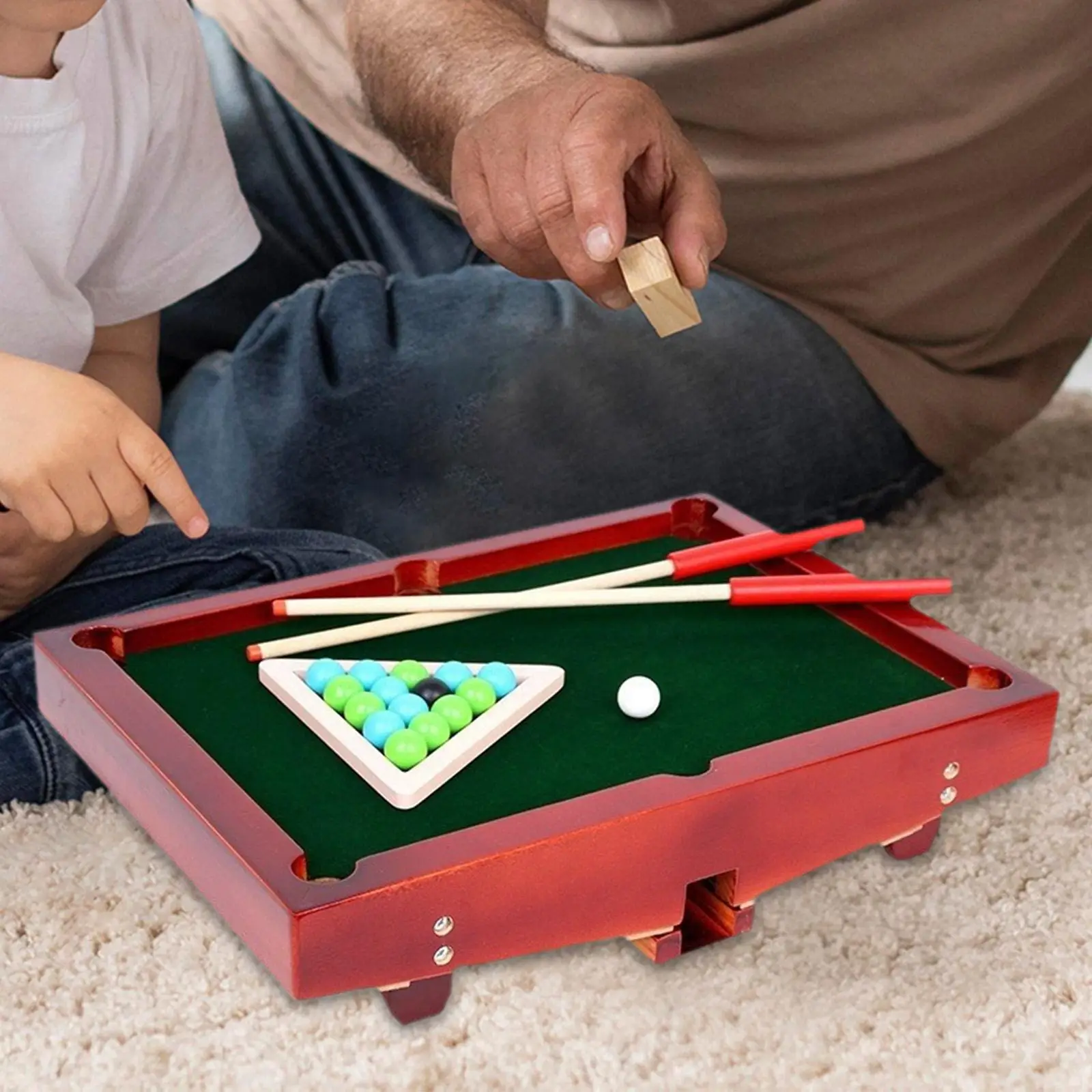 Table Top Pool Table Set Parent Child Games Wooden Home Use Nursery Portable
Table Top Pool Table Set Parent Child Games Wooden Home Use Nursery Portable