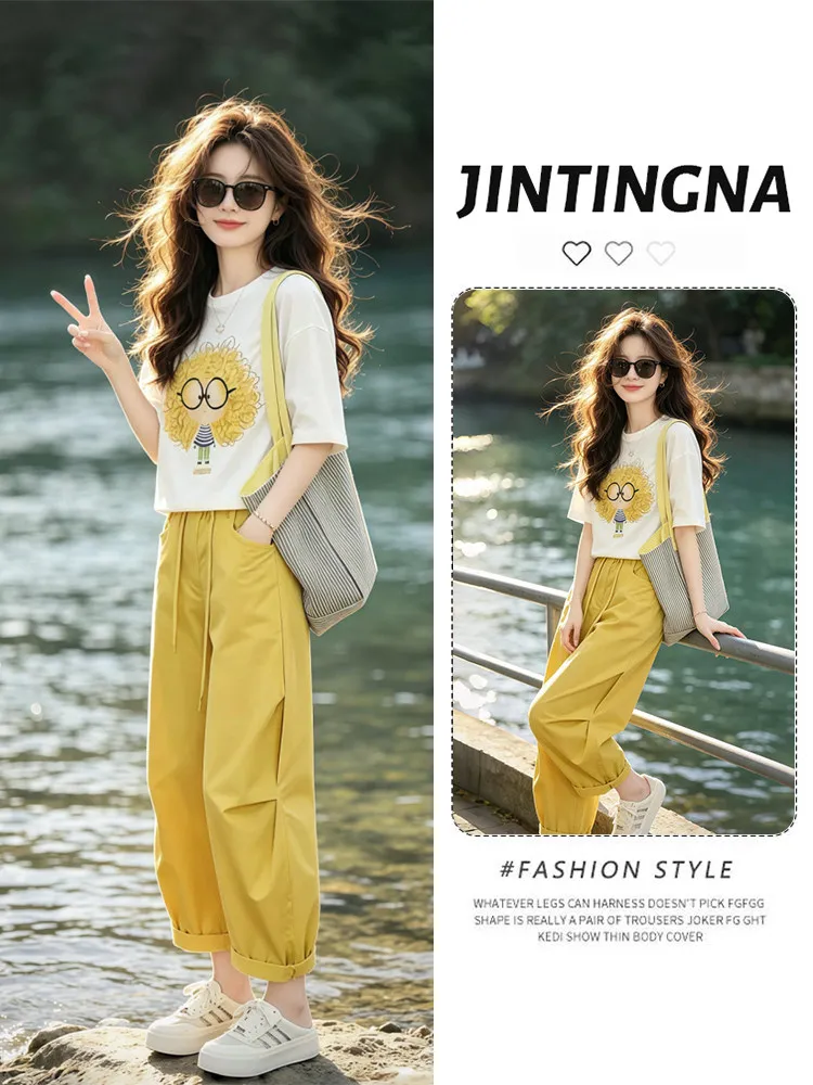 Casual Floral Print Short Sleeve T-Shirt Set Women's Fashion Commute Wide Leg Pants Ensemble Breathable Lightweight Summer Ou...
Casual Floral Print Short Sleeve T-Shirt Set Women's Fashion Commute Wide Leg Pants Ensemble Breathable Lightweight Summer Ou...