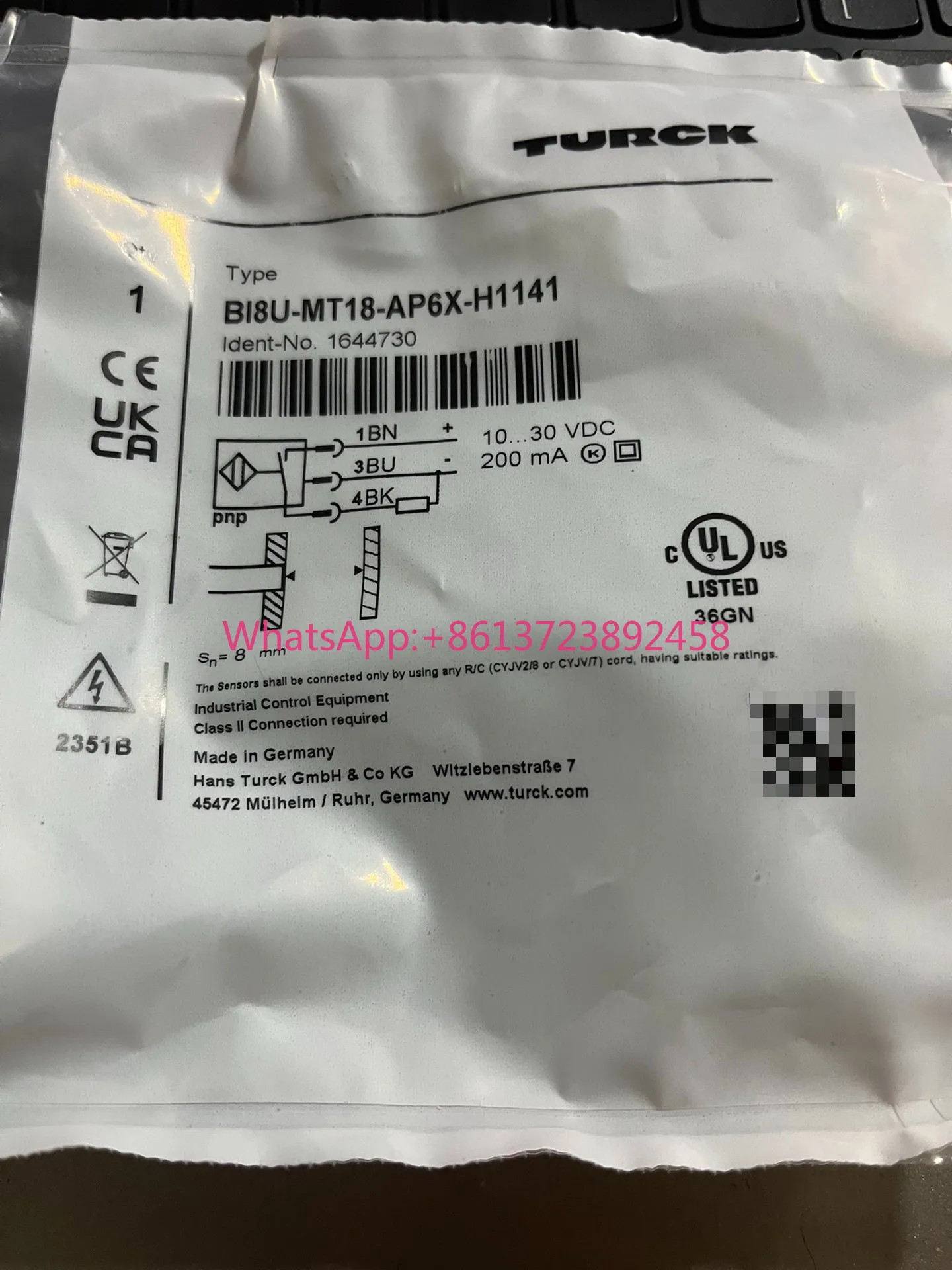 Turck new original BI8U-MT18-AP6X-H1141 solder mask
Turck new original BI8U-MT18-AP6X-H1141 solder mask