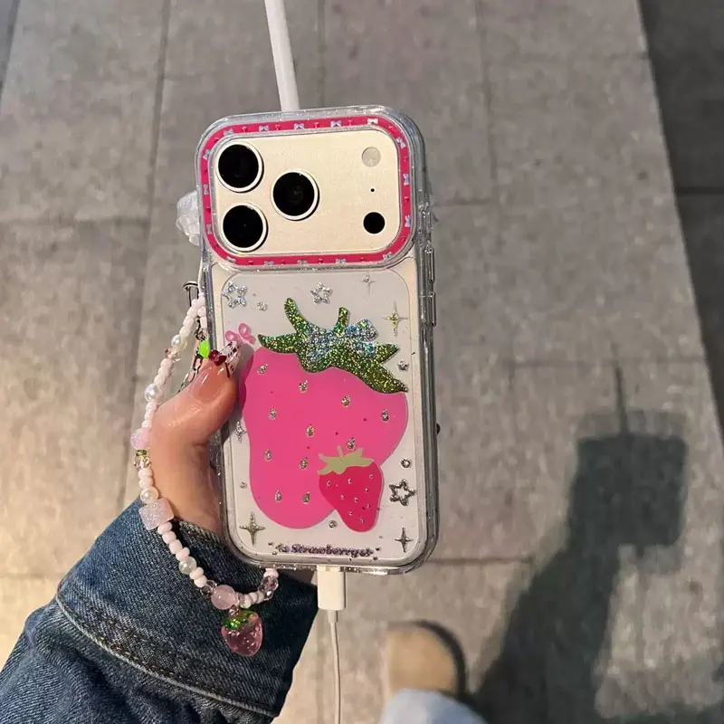 Fashionable Gold-plated Strawberry with Pendant Chain Phone Case for iPhone 17 Promax 16 Pro 15 Protective Back Cover
Fashionable Gold-plated Strawberry with Pendant Chain Phone Case for iPhone 17 Promax 16 Pro 15 Protective Back Cover