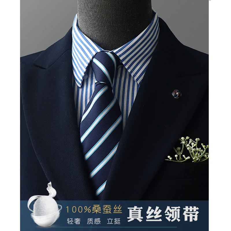 High Quality Blue Striped Pattern 100% Silk Men's Tie Business Banquet Shirt Accessory 8CM Wide Version Hand Knotted Silk Tie
High Quality Blue Striped Pattern 100% Silk Men's Tie Business Banquet Shirt Accessory 8CM Wide Version Hand Knotted Silk Tie