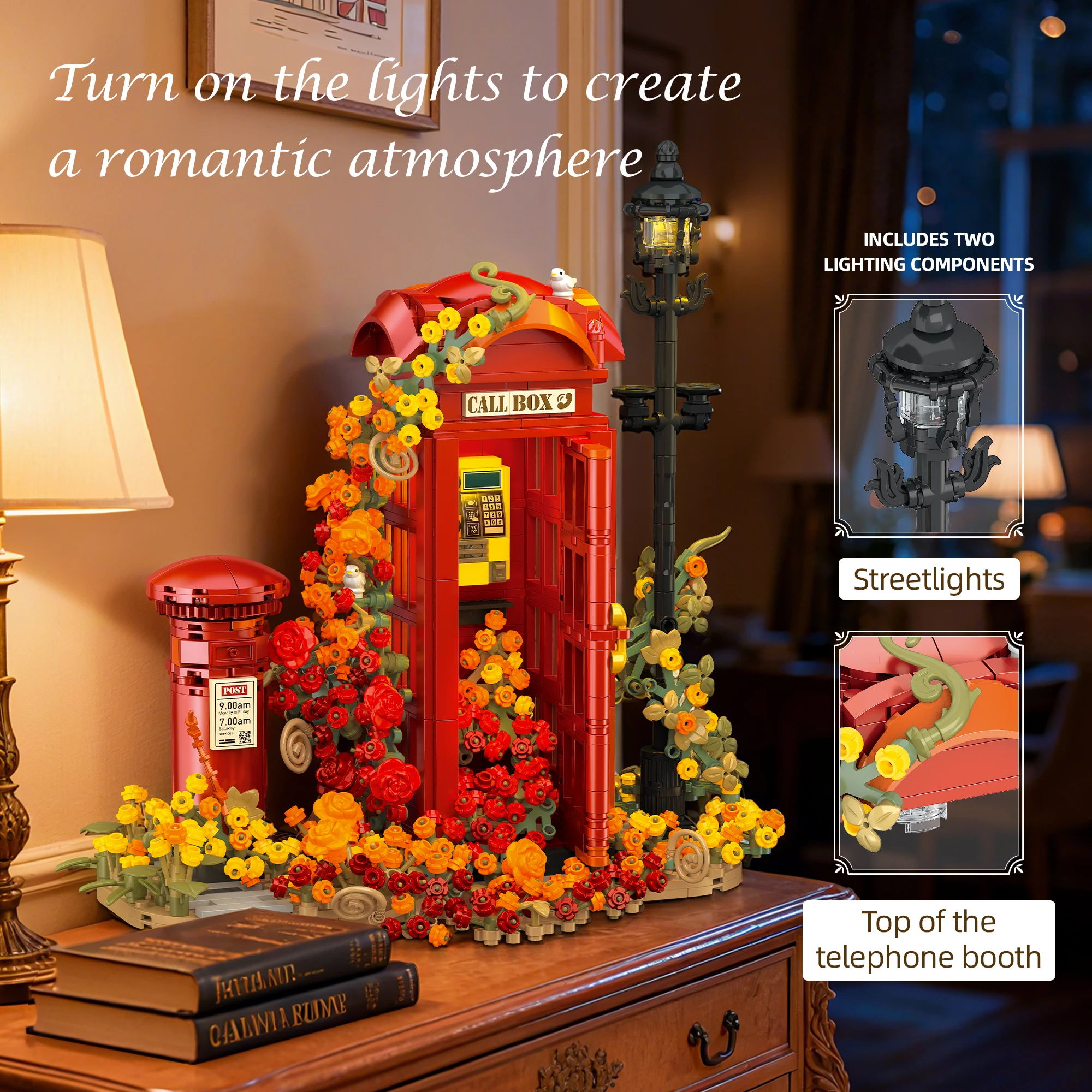 Mechanical Vintage Telephone Booth Mailbox Building Blocks, 1142pcs British Street View Architecture Model With Light, Gift
Mechanical Vintage Telephone Booth Mailbox Building Blocks, 1142pcs British Street View Architecture Model With Light, Gift