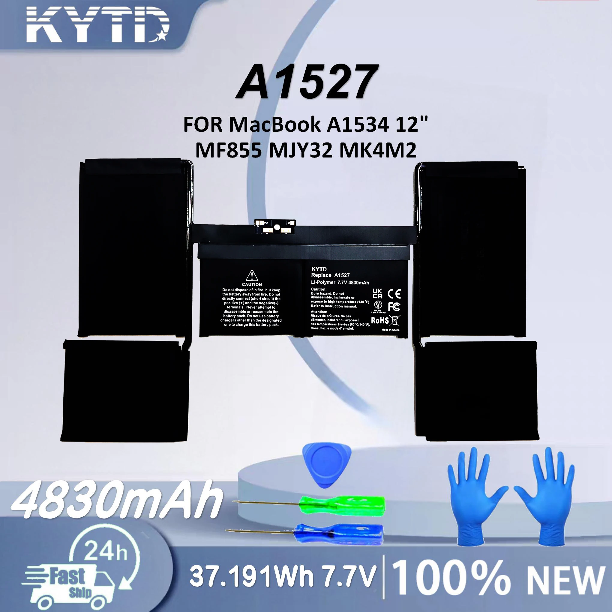 KYTD New Replacement Battery A1527 For A1534 12" MJY32 MK4M2 MF855 A1705 2019 Premium Rechargable Batteries Long Lifespan
KYTD New Replacement Battery A1527 For A1534 12" MJY32 MK4M2 MF855 A1705 2019 Premium Rechargable Batteries Long Lifespan