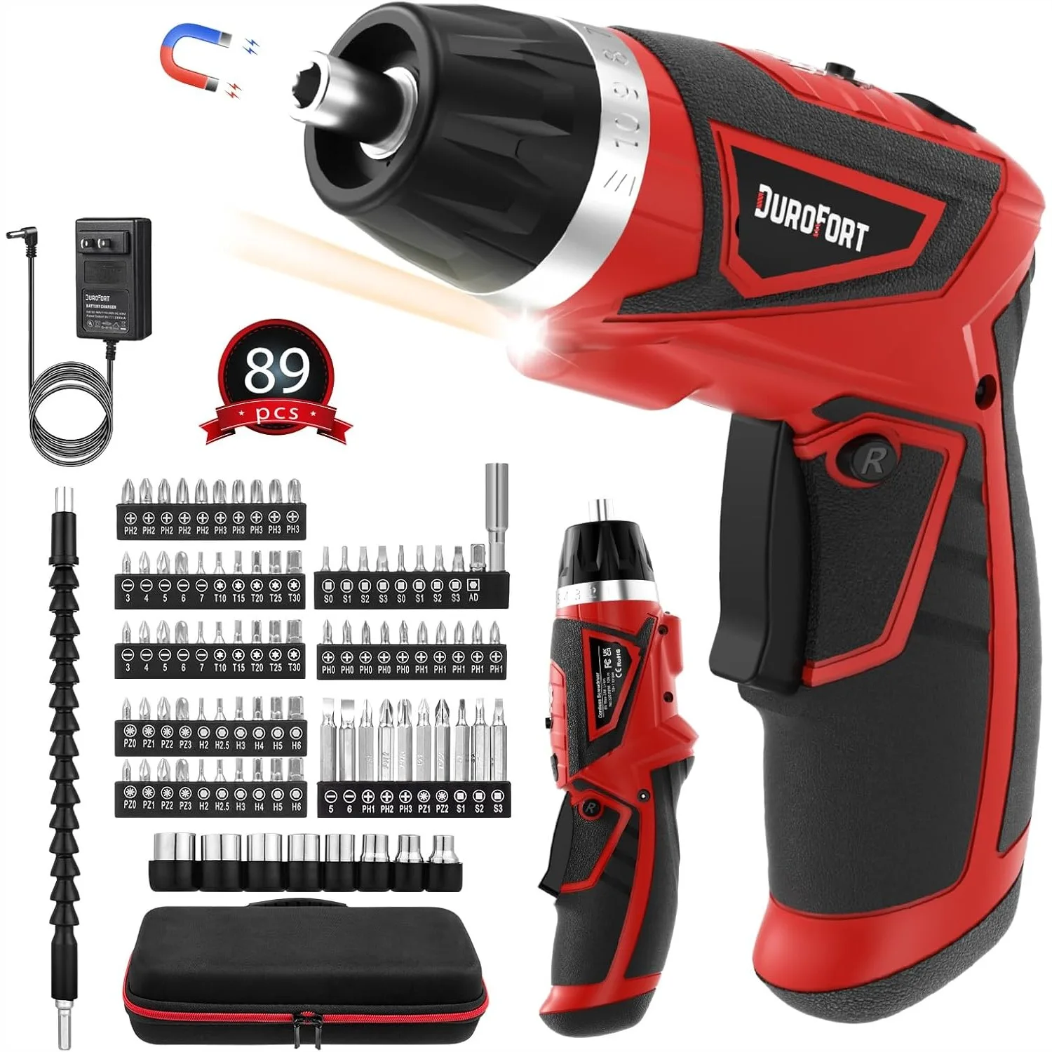 Cordless Electric Screwdriver Set, 8V 10Nm Rechargeable Power Drill, 2 Position Handle, Flexible Shaft LED Light for Home
Cordless Electric Screwdriver Set, 8V 10Nm Rechargeable Power Drill, 2 Position Handle, Flexible Shaft LED Light for Home