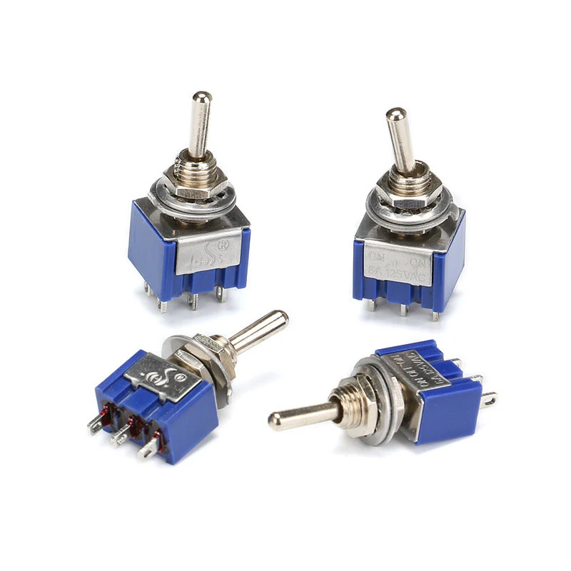 5Pcs Miniature Lever Toggle Switch Single Pole Double Throw ON-OFF-ON /ON-ON 120VAC 6A 1/4 Inch Mounting MTS-102 103 202 203
5Pcs Miniature Lever Toggle Switch Single Pole Double Throw ON-OFF-ON /ON-ON 120VAC 6A 1/4 Inch Mounting MTS-102 103 202 203