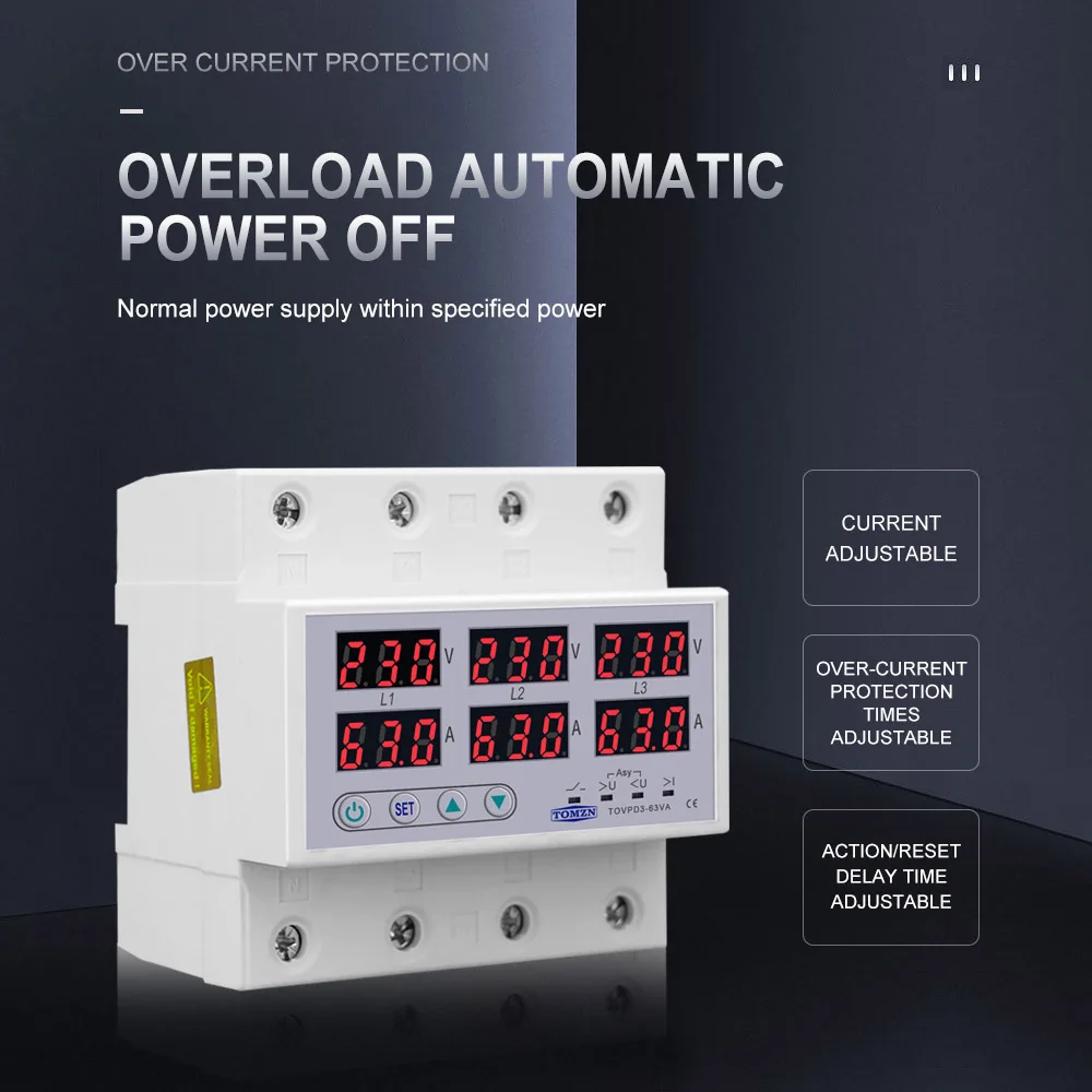 Three Phase 3 Wires 40A 63A Voltage Protector Adjustable Voltage Ampere Protective Protection Relay Voltage Protection Relay New
Three Phase 3 Wires 40A 63A Voltage Protector Adjustable Voltage Ampere Protective Protection Relay Voltage Protection Relay New
