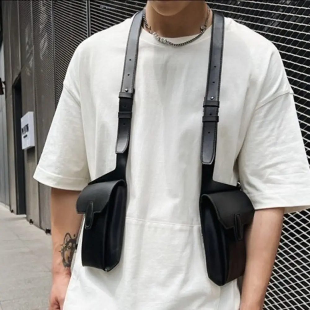 Punk Style Hip Hop Clothing Chest Rig Bag Multi-function Storage Unisex Vest Backpack PU Leather Black Vest Bag for Men Women
Punk Style Hip Hop Clothing Chest Rig Bag Multi-function Storage Unisex Vest Backpack PU Leather Black Vest Bag for Men Women