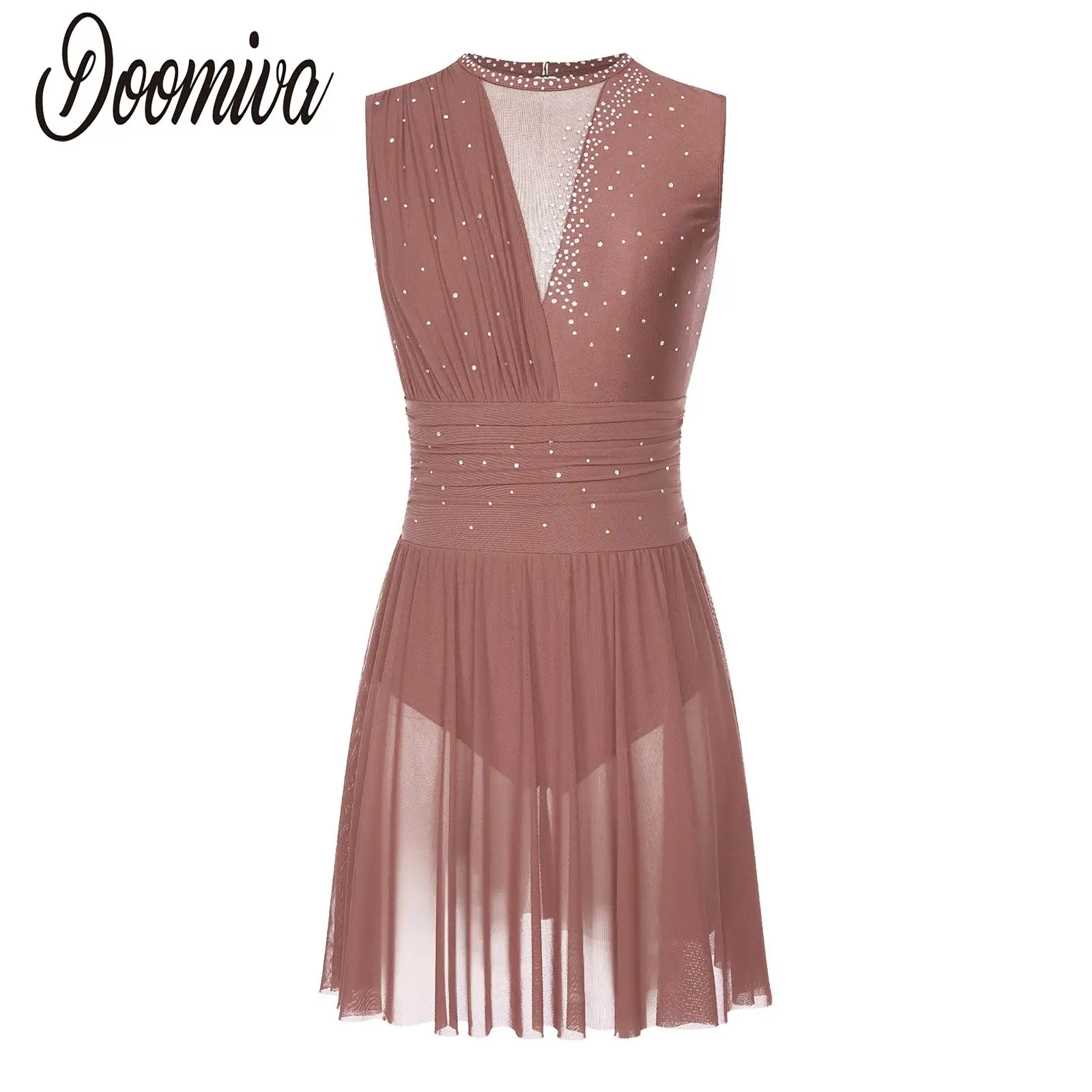 Women Figure Skating Dress Leotards Lyrical Ballet Dance Performance Costume Glittery Rhinestones Sleeveless Mesh Skirted Dress
Women Figure Skating Dress Leotards Lyrical Ballet Dance Performance Costume Glittery Rhinestones Sleeveless Mesh Skirted Dress