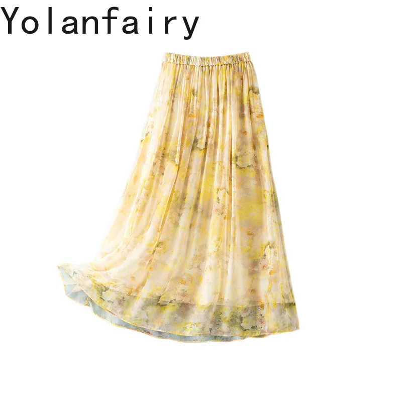 YOLANFAIRY 100% Real Mulberry Silk Skirts Woman 2026 Summer High Elastic Waist Floral Skirt Women Fashion Bohemian Style Skirt
YOLANFAIRY 100% Real Mulberry Silk Skirts Woman 2026 Summer High Elastic Waist Floral Skirt Women Fashion Bohemian Style Skirt