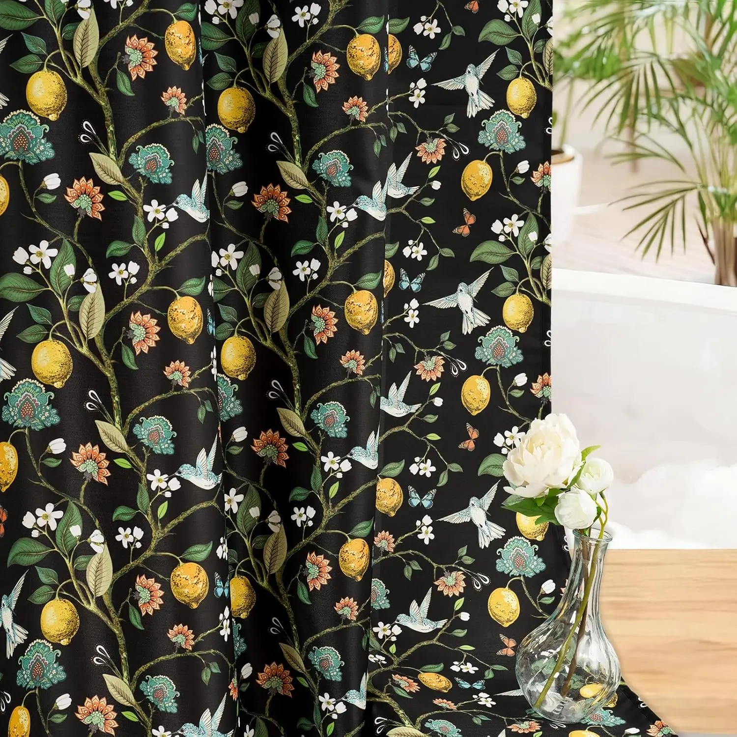 Floral Bird Shower Curtain, Victorian Black Shower Curtain 72x72, Hummingbird Jungle Farmhouse Botanical Shower Curtain for Bath
Floral Bird Shower Curtain, Victorian Black Shower Curtain 72x72, Hummingbird Jungle Farmhouse Botanical Shower Curtain for Bath