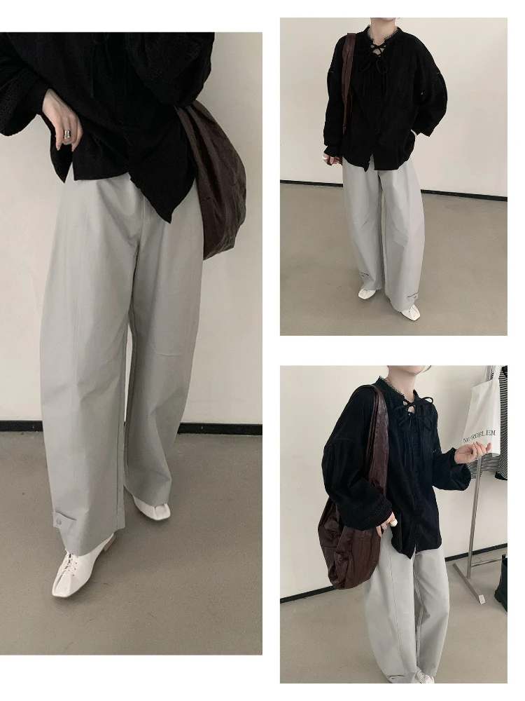 Женские повседневные брюки с высокой талией и широкими штанинами, с пуговицами, в корейском стиле, для офиса и повседневной носки
Женские повседневные брюки с высокой талией и широкими штанинами, с пуговицами, в корейском стиле, для офиса и повседневной носки