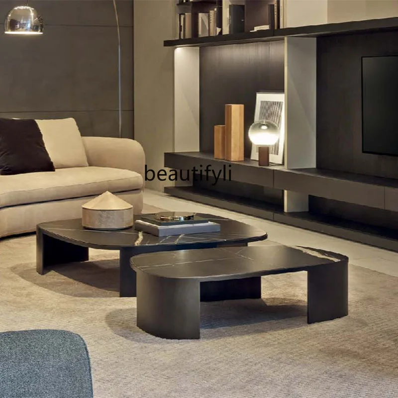 Stone Plate Coffee Table Black Solid Stainless Steel Modern Minimalist Living Room Short Tea Table Combination
Stone Plate Coffee Table Black Solid Stainless Steel Modern Minimalist Living Room Short Tea Table Combination