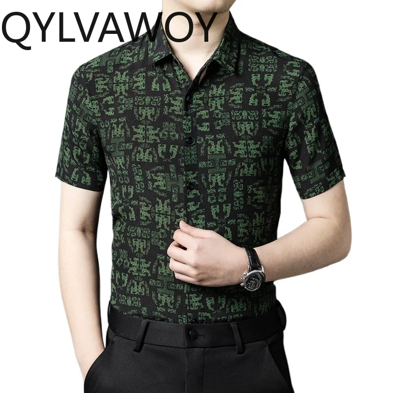 QYLVAWOY 100% Mulberry Silk Men's Shirts High Quality Shirts for Man Short Sleeve Summer Tops Business Ropa Hombre Shirt Lapel
QYLVAWOY 100% Mulberry Silk Men's Shirts High Quality Shirts for Man Short Sleeve Summer Tops Business Ropa Hombre Shirt Lapel