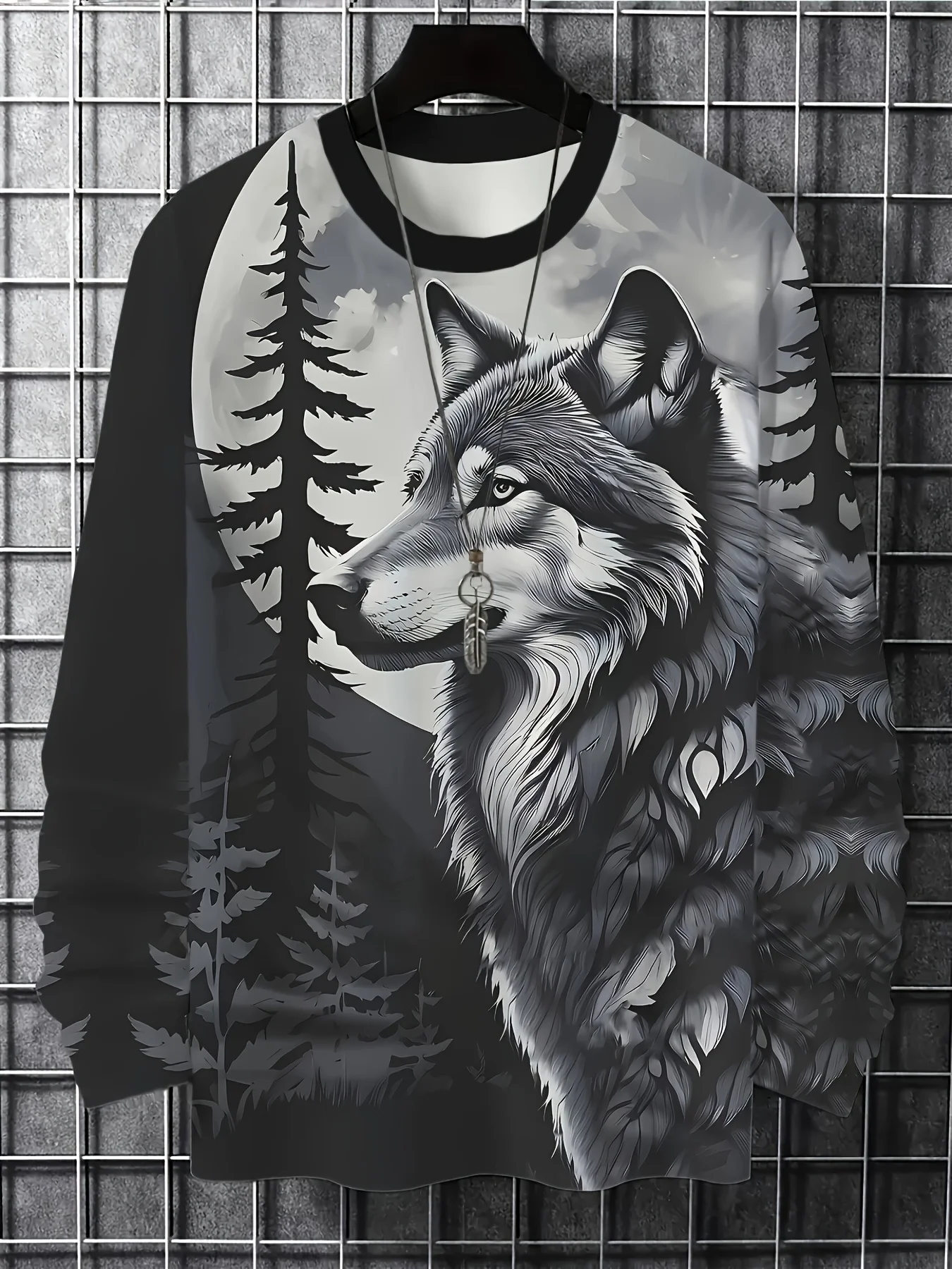 Trendy Wolf Graphic Print Men's Casual Long Sleeve T-shirt Spring Autumn Comfortable Oversize Crew Neck Tops Street Men Clothing 
Trendy Wolf Graphic Print Men's Casual Long Sleeve T-shirt Spring Autumn Comfortable Oversize Crew Neck Tops Street Men Clothing