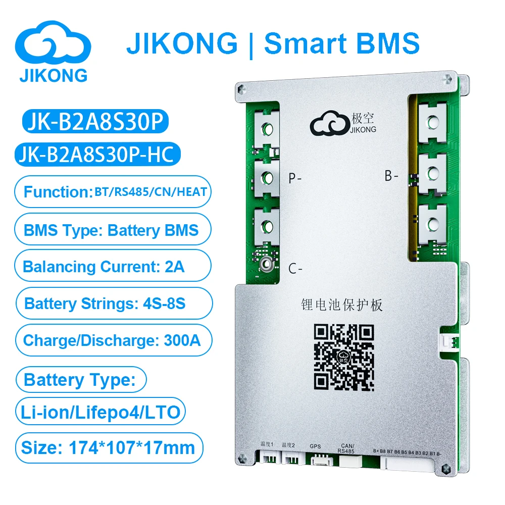 JIKONG BMS Active Balance BMS B2A8S30PHC 4S-8S 12V 24V 300A Smart JK BMS with Heat CAN RS485 for Li-ion Lifepo4 Lto Battery BMS
JIKONG BMS Active Balance BMS B2A8S30PHC 4S-8S 12V 24V 300A Smart JK BMS with Heat CAN RS485 for Li-ion Lifepo4 Lto Battery BMS