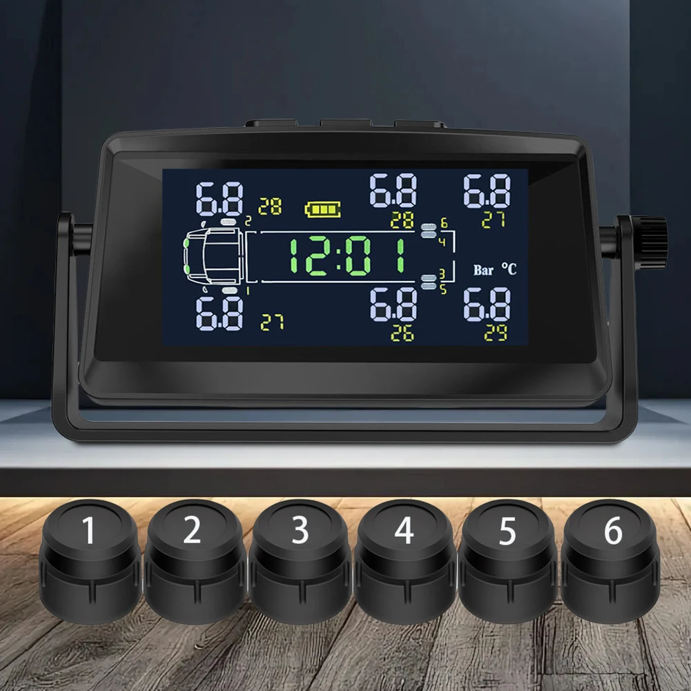 Tire Pressure Monitoring System with 6 Sensors Tire Pressure Monitor System Tyre Temperature Monitor for RV Trailer Camper
Tire Pressure Monitoring System with 6 Sensors Tire Pressure Monitor System Tyre Temperature Monitor for RV Trailer Camper