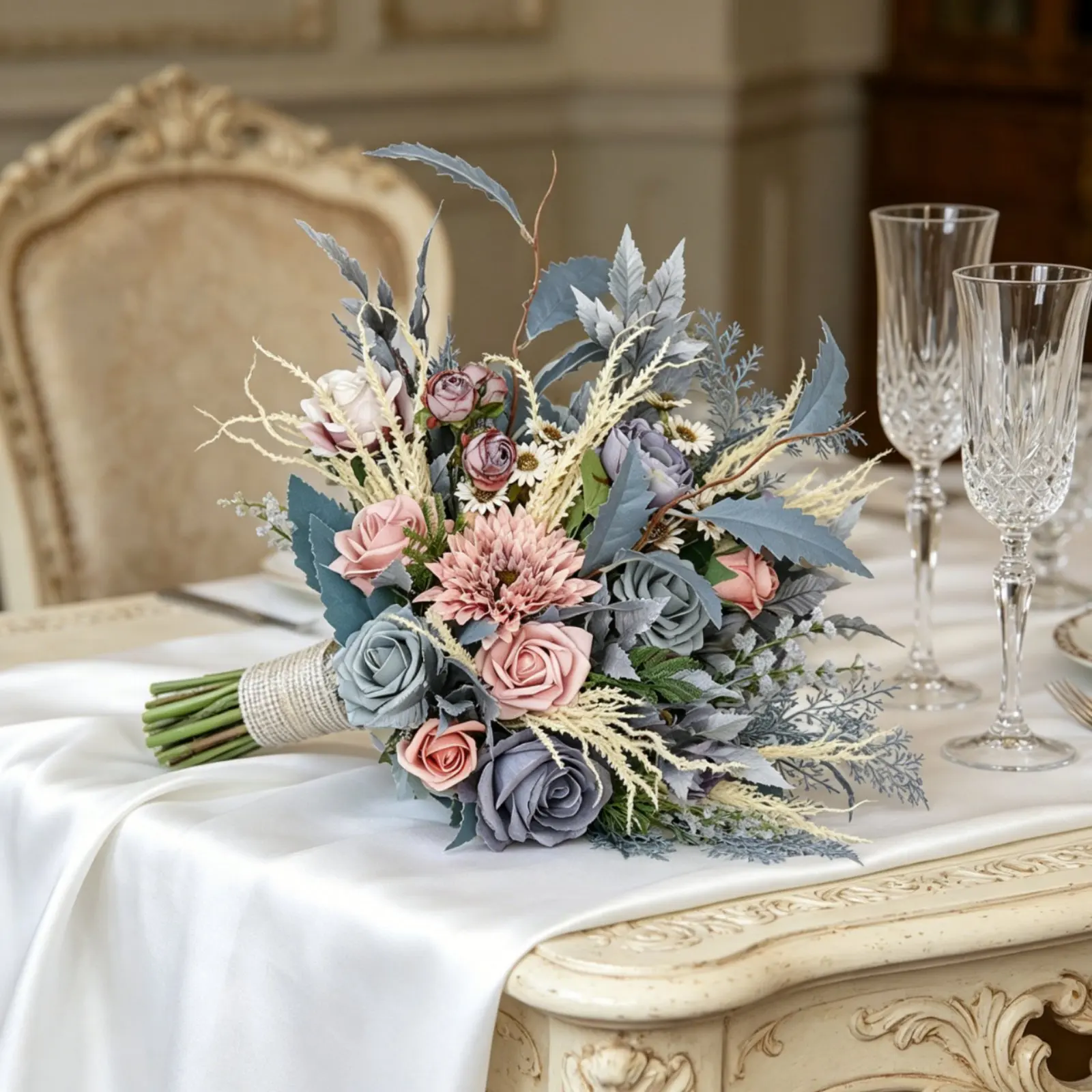 Artificial Bridal Flower Arrangement Long-Lasting Artificial Nuptial Arrangement Event Decoration Elegant Design Crystal
Artificial Bridal Flower Arrangement Long-Lasting Artificial Nuptial Arrangement Event Decoration Elegant Design Crystal
