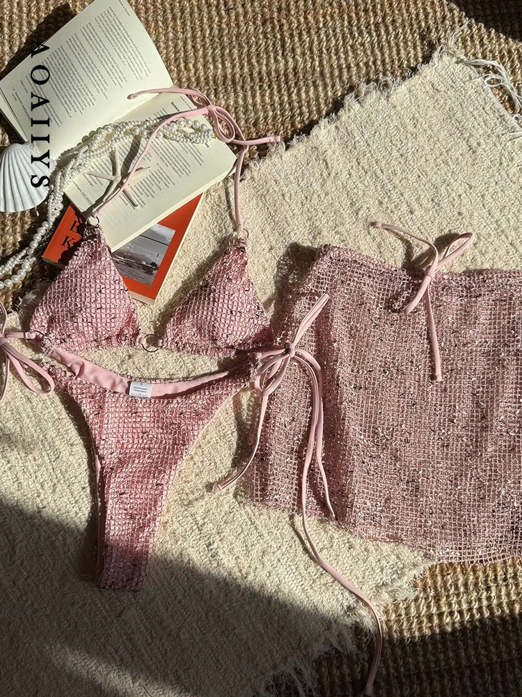 Aoaiiys Plaid Mesh Sexy Bikini Set Women Swimsuit Lace Up Beach Wrap Skirt Three-Piece Female Swimwear Fashion Bathing Beachwear
Aoaiiys Plaid Mesh Sexy Bikini Set Women Swimsuit Lace Up Beach Wrap Skirt Three-Piece Female Swimwear Fashion Bathing Beachwear