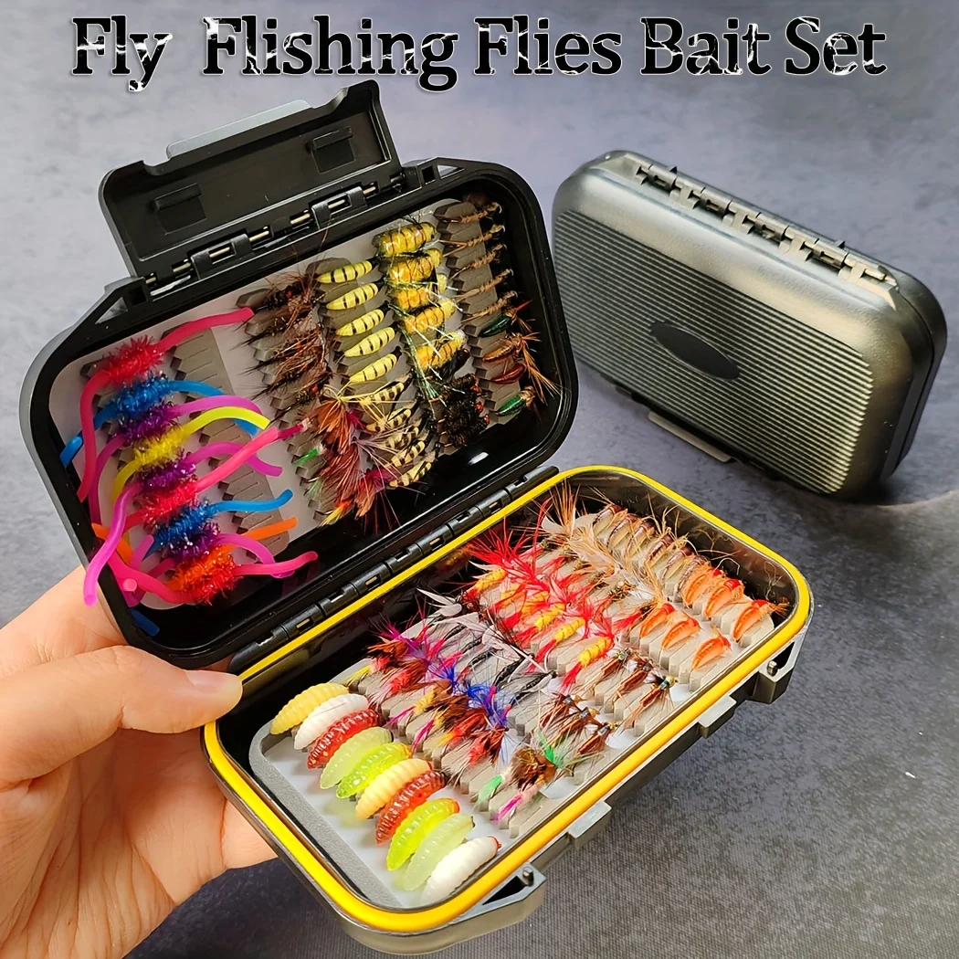 102pcs Hand-Tied Fly Fishing Flies Assortment with Fly Box - Suitable for Trout & Bass, Dry/Wet Nymphs, Streamers, Saltwater/Freshwater Lure Box, -Round Tackle for Trout Fishing, Nymphs, Streamers for Sea and River Angling
102pcs Hand-Tied Fly Fishing Flies Assortment with Fly Box - Suitable for Trout & Bass, Dry/Wet Nymphs, Streamers, Saltwater/Freshwater Lure Box, -Round Tackle for Trout Fishing, Nymphs, Streamers for Sea and River Angling