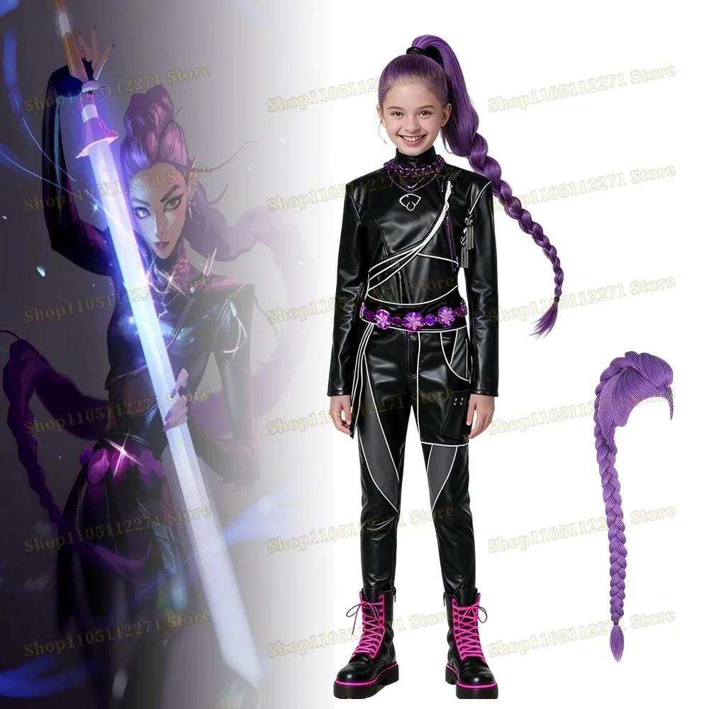 Kpop Demon Hunters Girl Group Zoey Cosplay Costume Anime Movie Black Leather Set Purple Wig Roleplay Outfits Party Halloween New
Kpop Demon Hunters Girl Group Zoey Cosplay Costume Anime Movie Black Leather Set Purple Wig Roleplay Outfits Party Halloween New