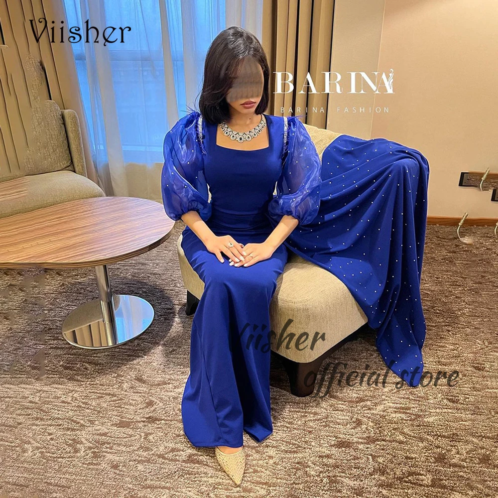 Royal Blue Mermaid Evening Dresses Half Sleeve Square Neck Arabian Dubai Prom Dress Floor Length Formal Occasion Gown with Train
Royal Blue Mermaid Evening Dresses Half Sleeve Square Neck Arabian Dubai Prom Dress Floor Length Formal Occasion Gown with Train