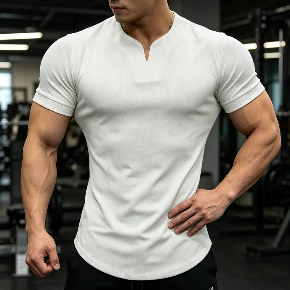 Men's Quick Dry Muscle Shirt Bodybuilding V Neck Gym Workout T Shirt Summer Sports Striped Stretch Tee
Men's Quick Dry Muscle Shirt Bodybuilding V Neck Gym Workout T Shirt Summer Sports Striped Stretch Tee