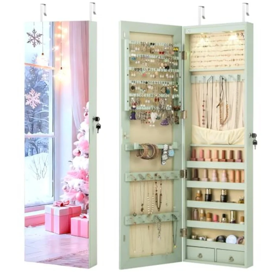 2 LEDs Mirror Jewelry Organizer 47.5-Inch Borderless Full Length Mirror Jewelry Armoire Lockable Wall Mounted Jewelry Cabinet J
2 LEDs Mirror Jewelry Organizer 47.5-Inch Borderless Full Length Mirror Jewelry Armoire Lockable Wall Mounted Jewelry Cabinet J