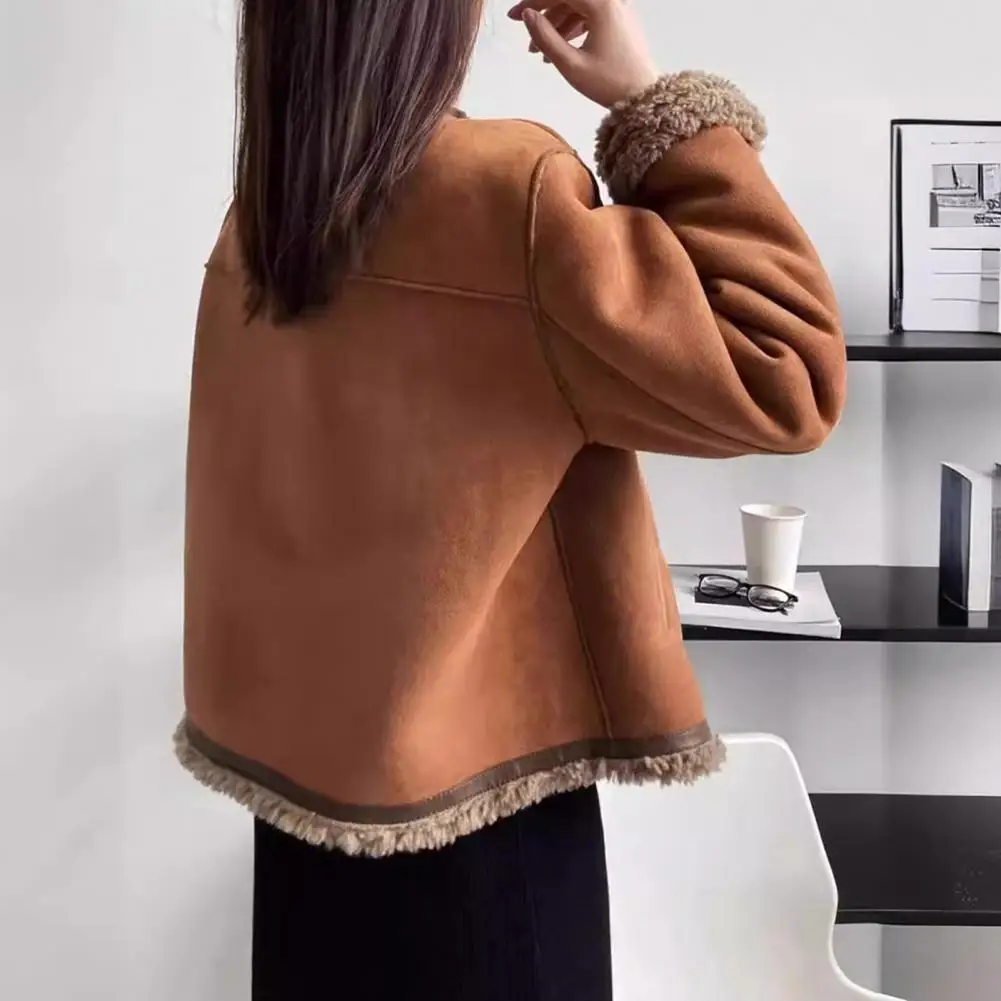 Women Outerwear Cozy Plush Winter Coat for Women Short Round Neck Jacket with Single-breasted Closure Warm Stylish for Wear
Women Outerwear Cozy Plush Winter Coat for Women Short Round Neck Jacket with Single-breasted Closure Warm Stylish for Wear