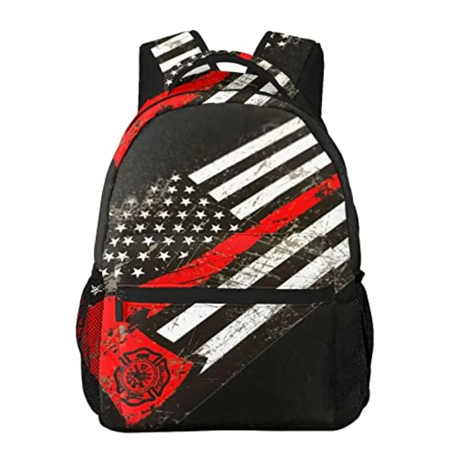 USA Thin Red Line Firefighter Axe Pattern Casual School Backpack Bag Laptop Hiking Travel Shoulder Daypack College Bookbag for
USA Thin Red Line Firefighter Axe Pattern Casual School Backpack Bag Laptop Hiking Travel Shoulder Daypack College Bookbag for