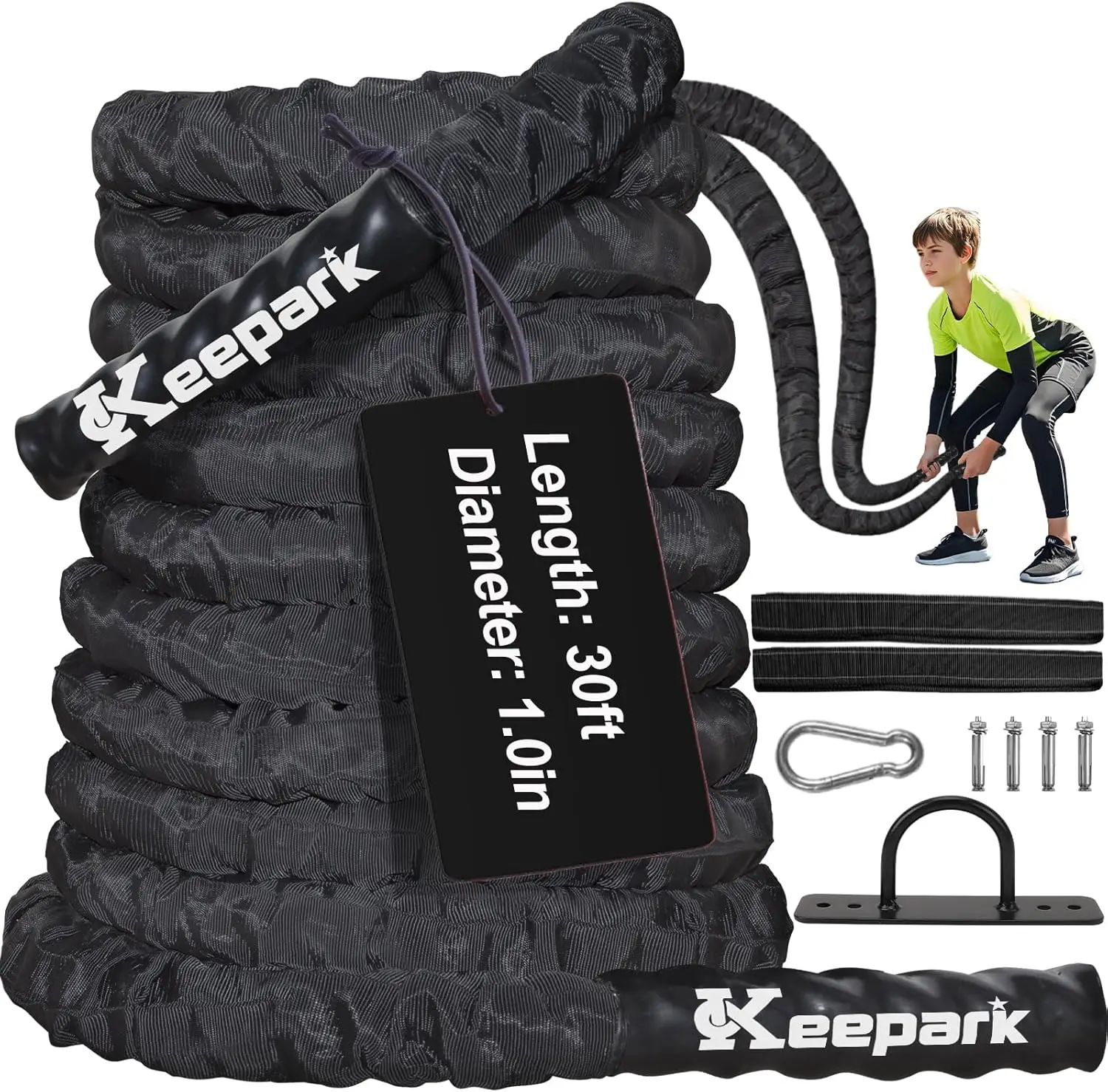 1 Inch 30FT Battle Ropes for Home Gym, Workout Rope with Protective Sleeve for Men Women Kids
1 Inch 30FT Battle Ropes for Home Gym, Workout Rope with Protective Sleeve for Men Women Kids