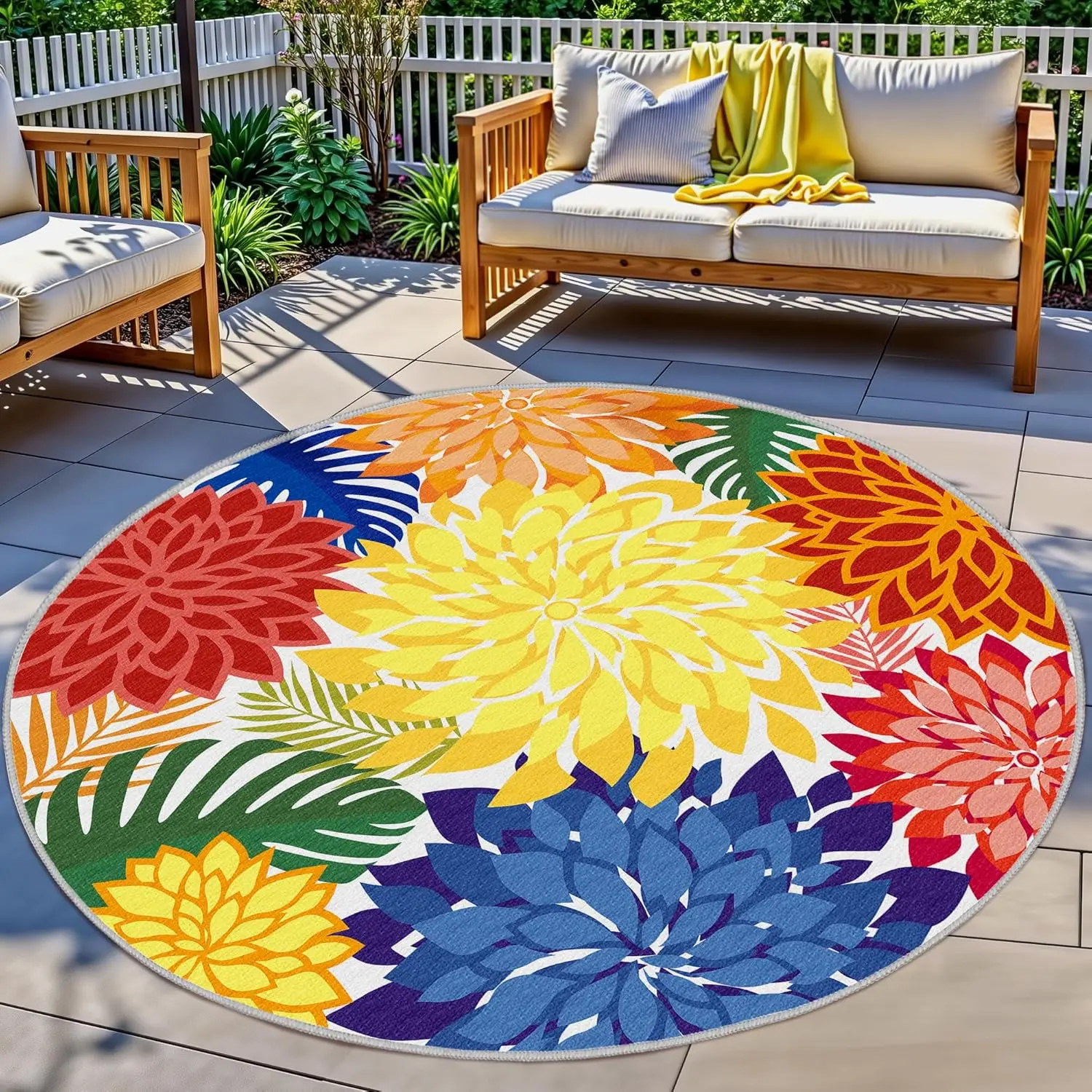 Colorful 6FT Outdoor Round Area Rug Washable Rugs Multicolored Patio Rug Tropical Botanical Floral Chenille Waterproof Outdoo
Colorful 6FT Outdoor Round Area Rug Washable Rugs Multicolored Patio Rug Tropical Botanical Floral Chenille Waterproof Outdoo