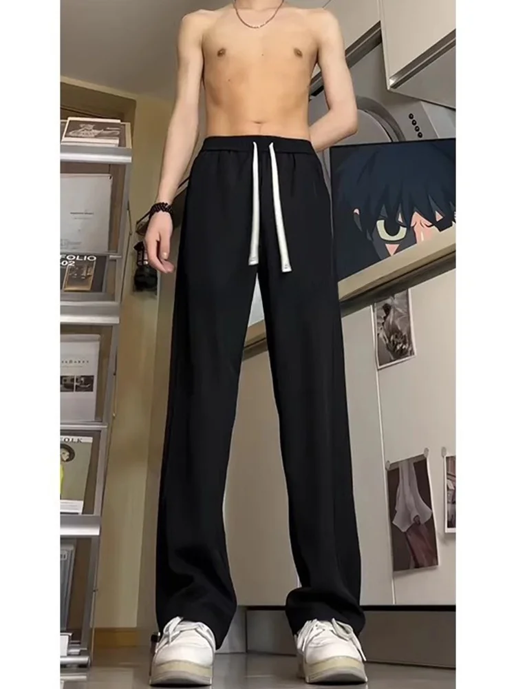 Bla Ice Silk Casual Pants for Men Elastic Waist Straight Leg West Pants Drapey High Waist Loose Fit Summer Faion Trend
Bla Ice Silk Casual Pants for Men Elastic Waist Straight Leg West Pants Drapey High Waist Loose Fit Summer Faion Trend